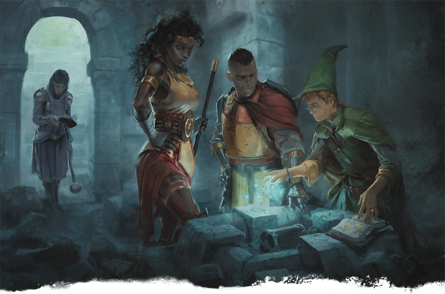 Reclaimers bursting from an open book, ready for adventure